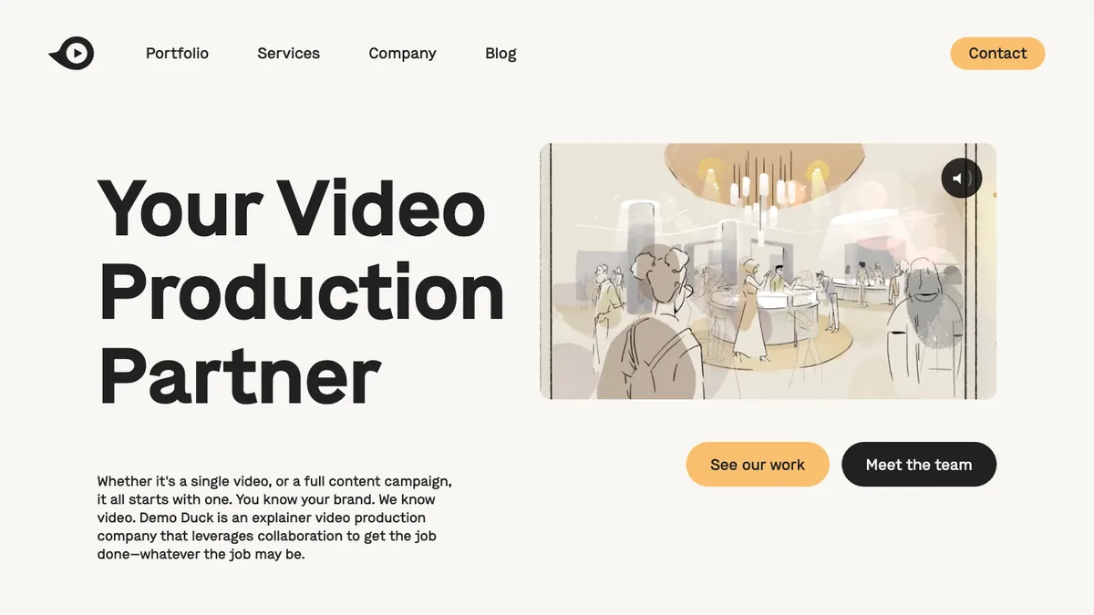 Demo Duck homepage — video production company for explainers and brand film
