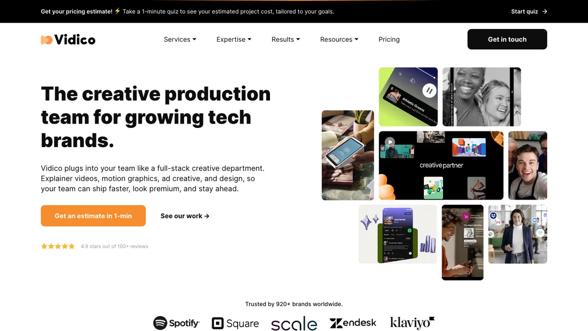 Vidico homepage — video production company for SaaS and tech brands