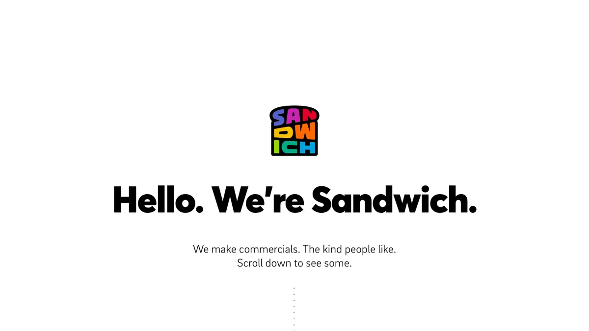 Sandwich Video homepage — live-action commercial and tech video studio