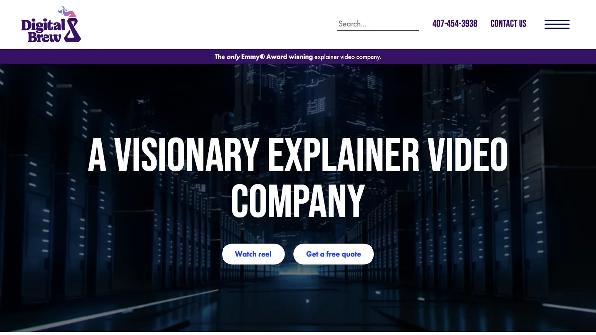 Digital Brew homepage — Emmy-winning animated explainer video company