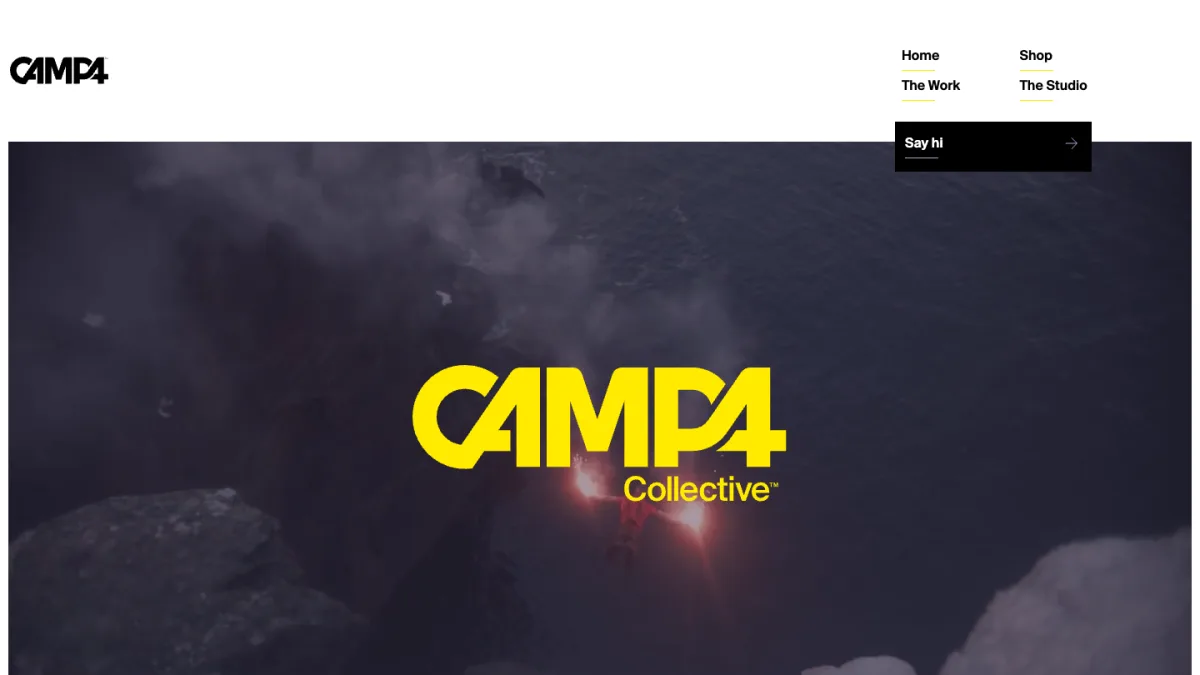 Camp4 Collective homepage, a Salt Lake City content studio making brand films and adventure storytelling