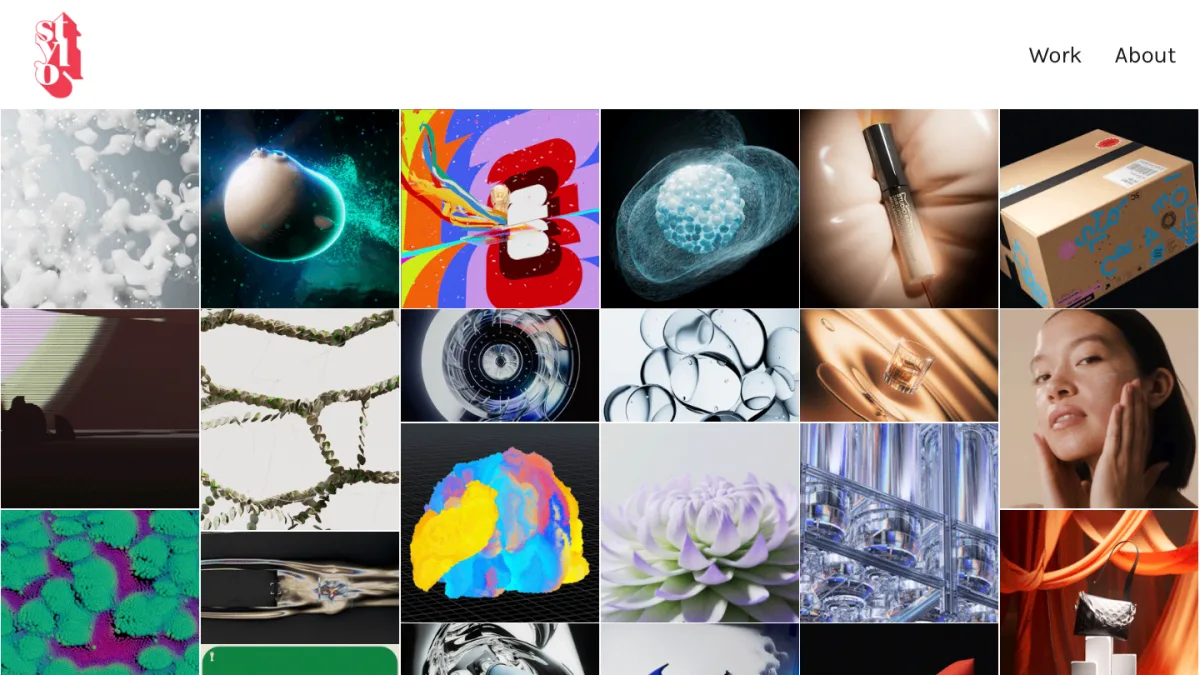 Stylo Creative work page, a Salt Lake City studio producing photoreal 3D and CGI product films