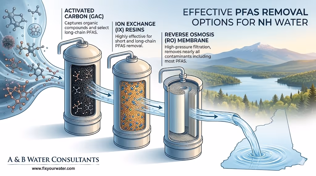 an infographic illustration of professional pfas removal options in new hampshire