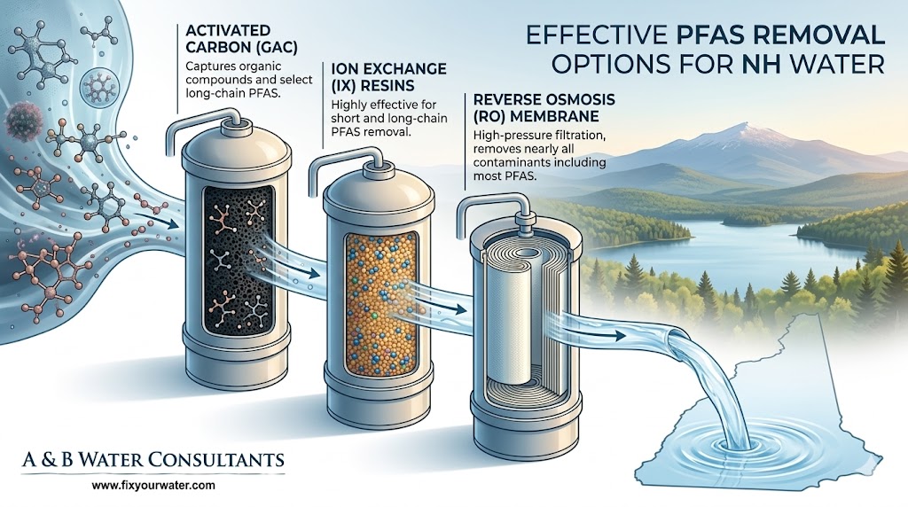 an infographic illustration of professional pfas removal options in new hampshire