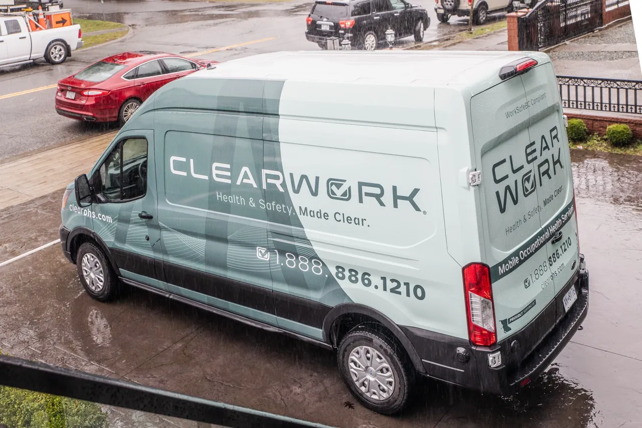 One of the Clear Work mobile testing units parked on site
