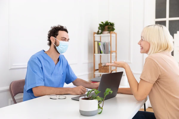 Clear Work occupational health technician reviewing lung function results