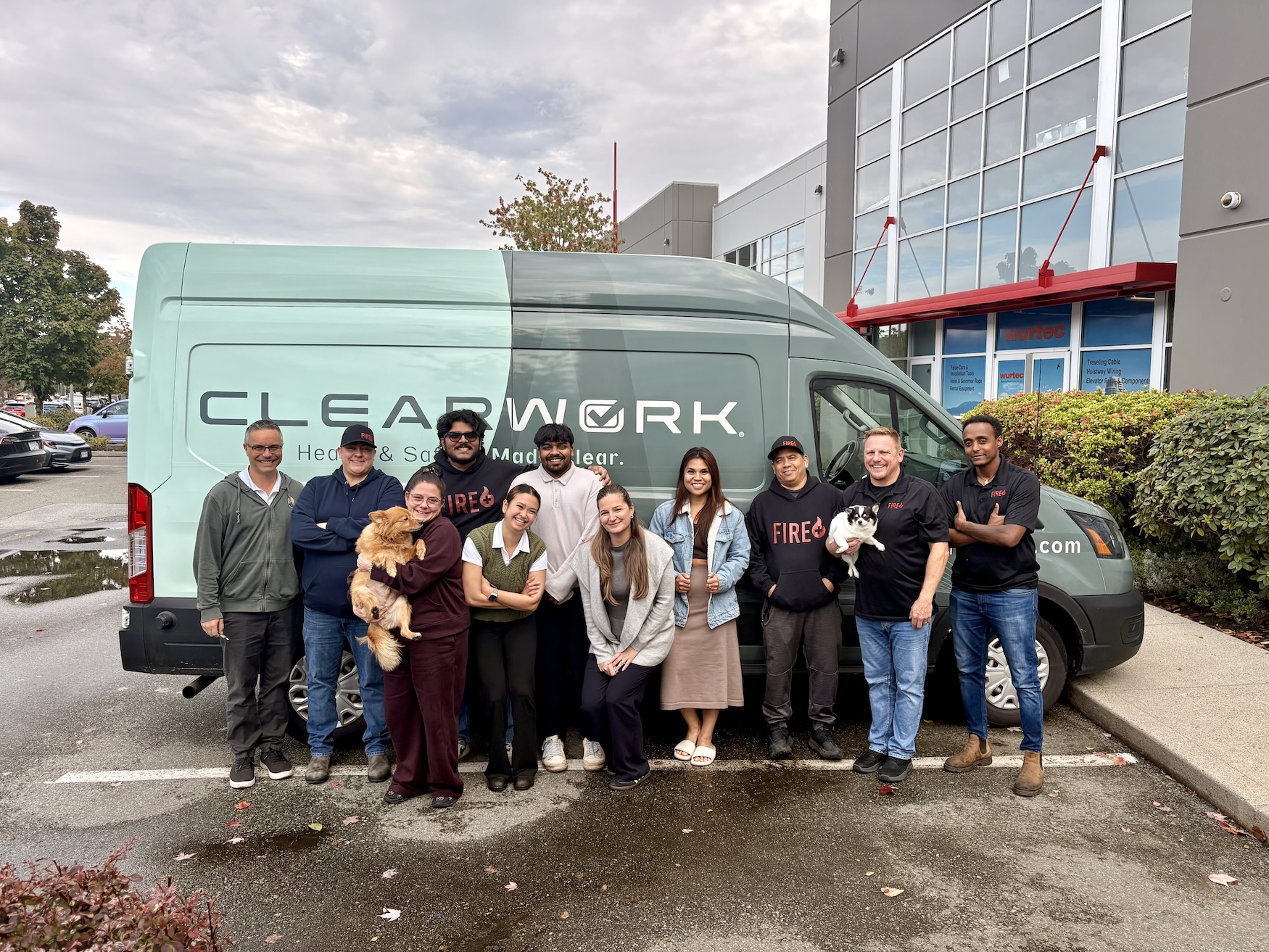 The Fire+ team outside their Burnaby branch with the Clear Work mobile hearing testing van