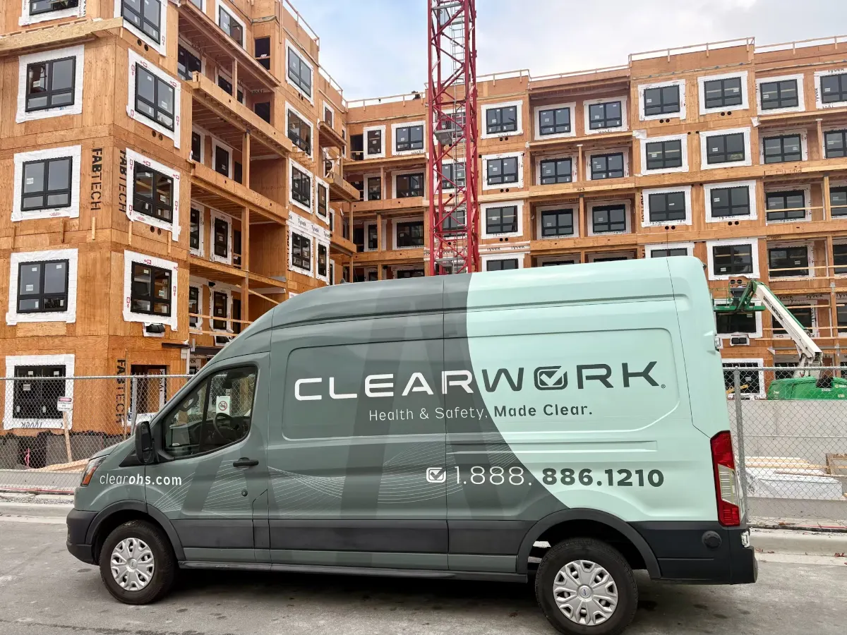 One of the Clear Work mobile units at a construction site