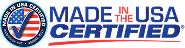 Certification badge with American flag and text 'Made in the USA Certified'.