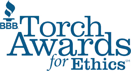 BBB Torch Awards for Ethics logo with blue torch icon.