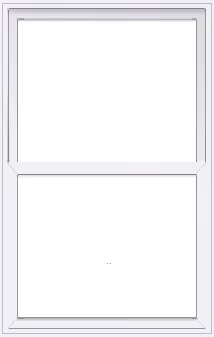 Empty vertical window frame with two sections, upper and lower.
