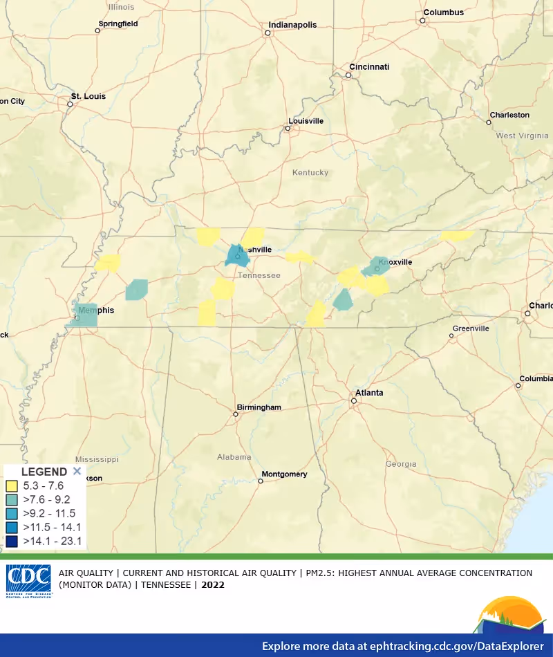 Chattanooga air quality map
