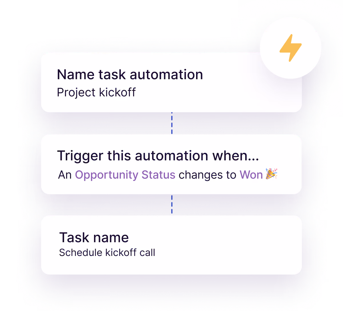 Copper building a task automation triggered when a deal is won
