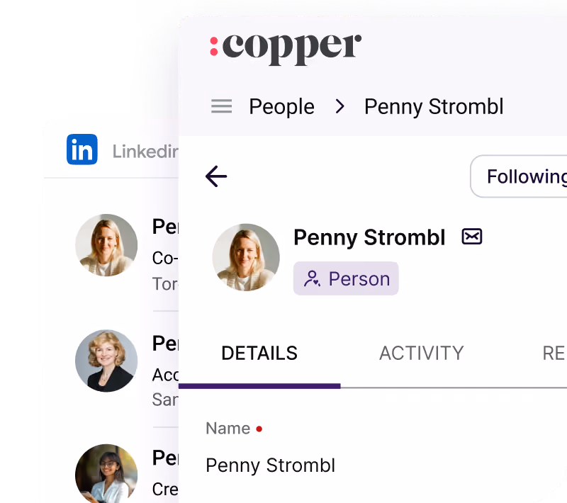 Adding a LinkedIn contact into Copper’s People directory