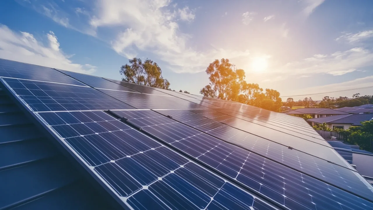 A solar energy system is installed on a roof.