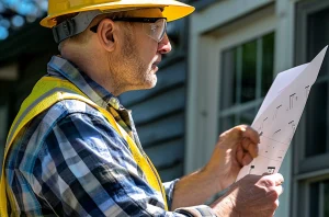 va beach inspector looking at building permit and plans
