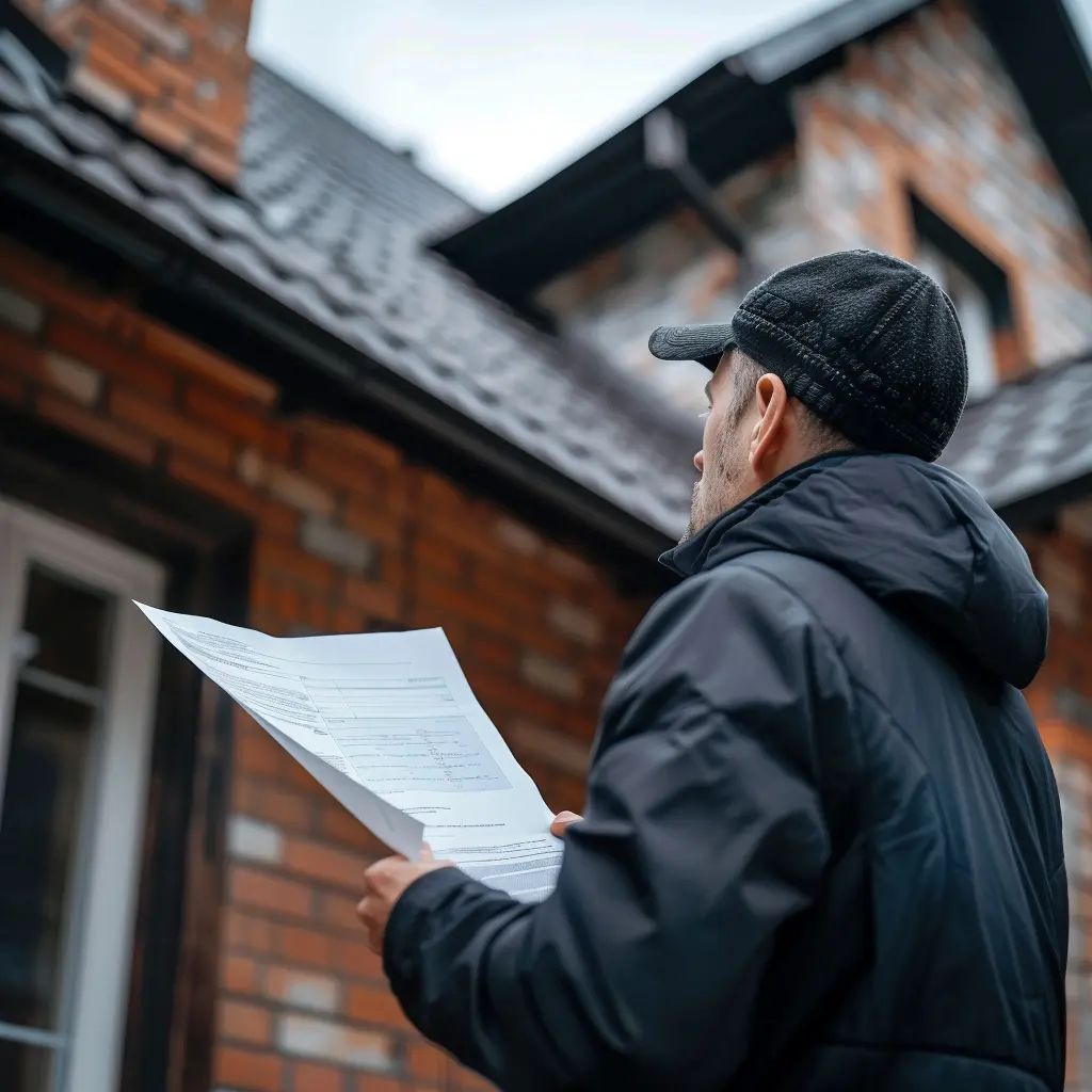 A person assessing the roof of his house
