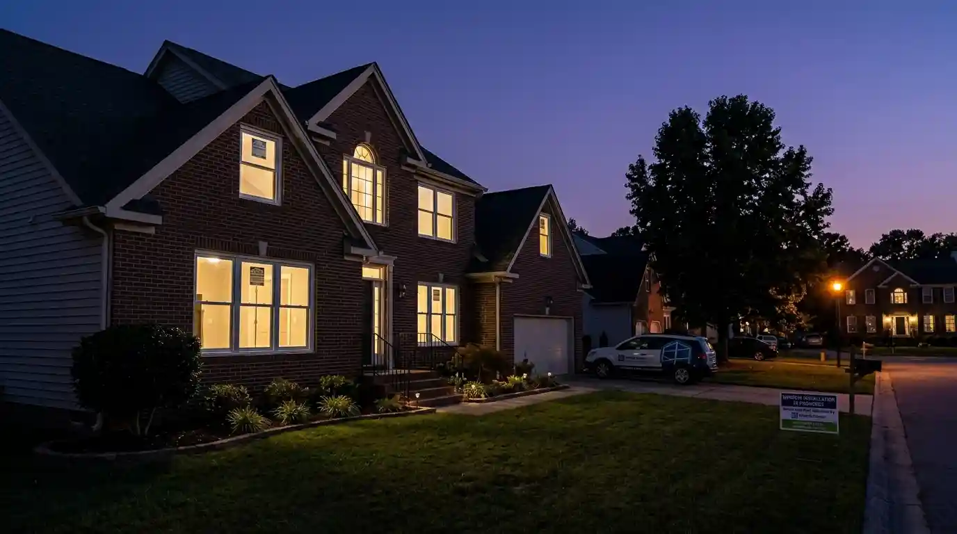 Technical visualization of a high-performance window replacement project in Chesapeake, VA. WT Anderson team installing energy-efficient Simonton windows with Low-E glass and argon-filled thermal seals to restore the home's building envelope.