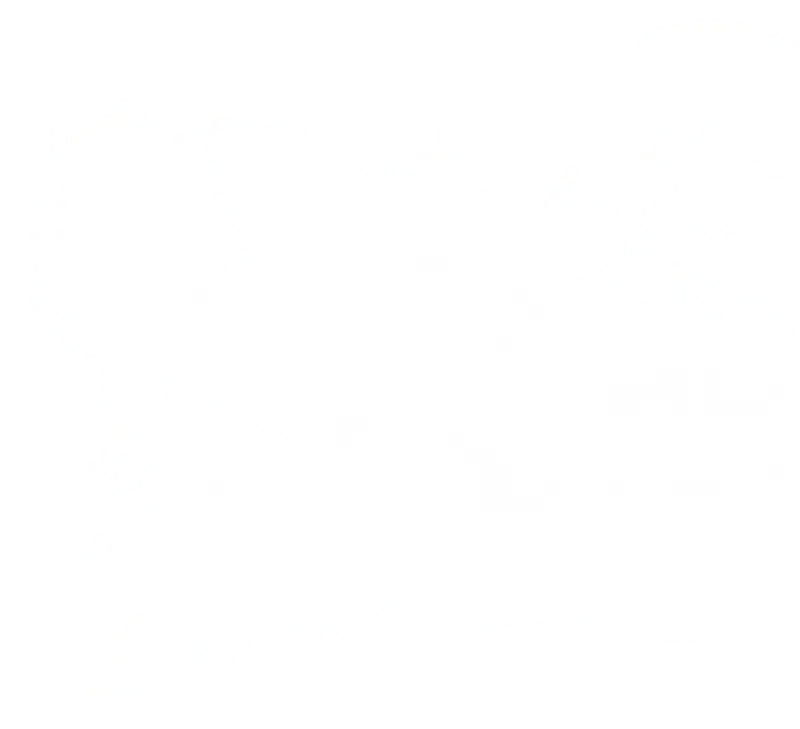 A blue and white map of a country.