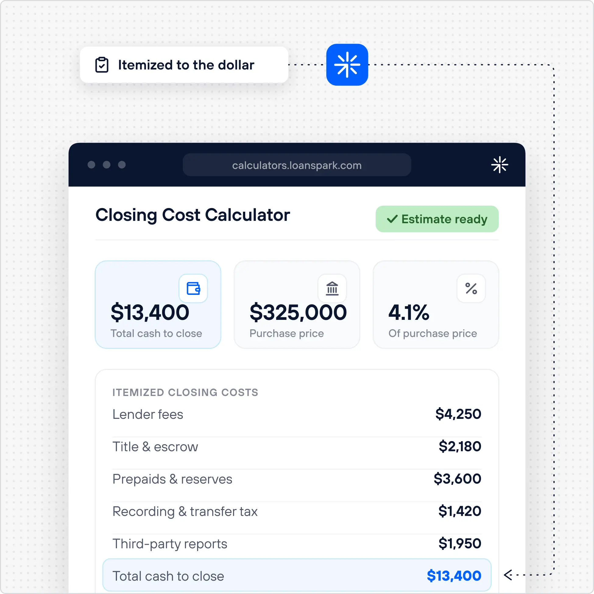Closing cost calculator preview