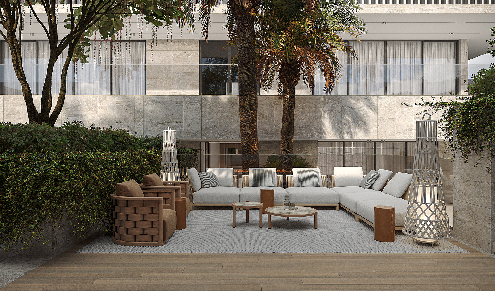 Oasis Spa exterior architectural visualization at night