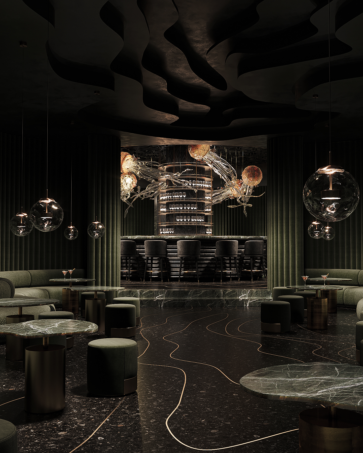 Jellyfish bar interior visualization
