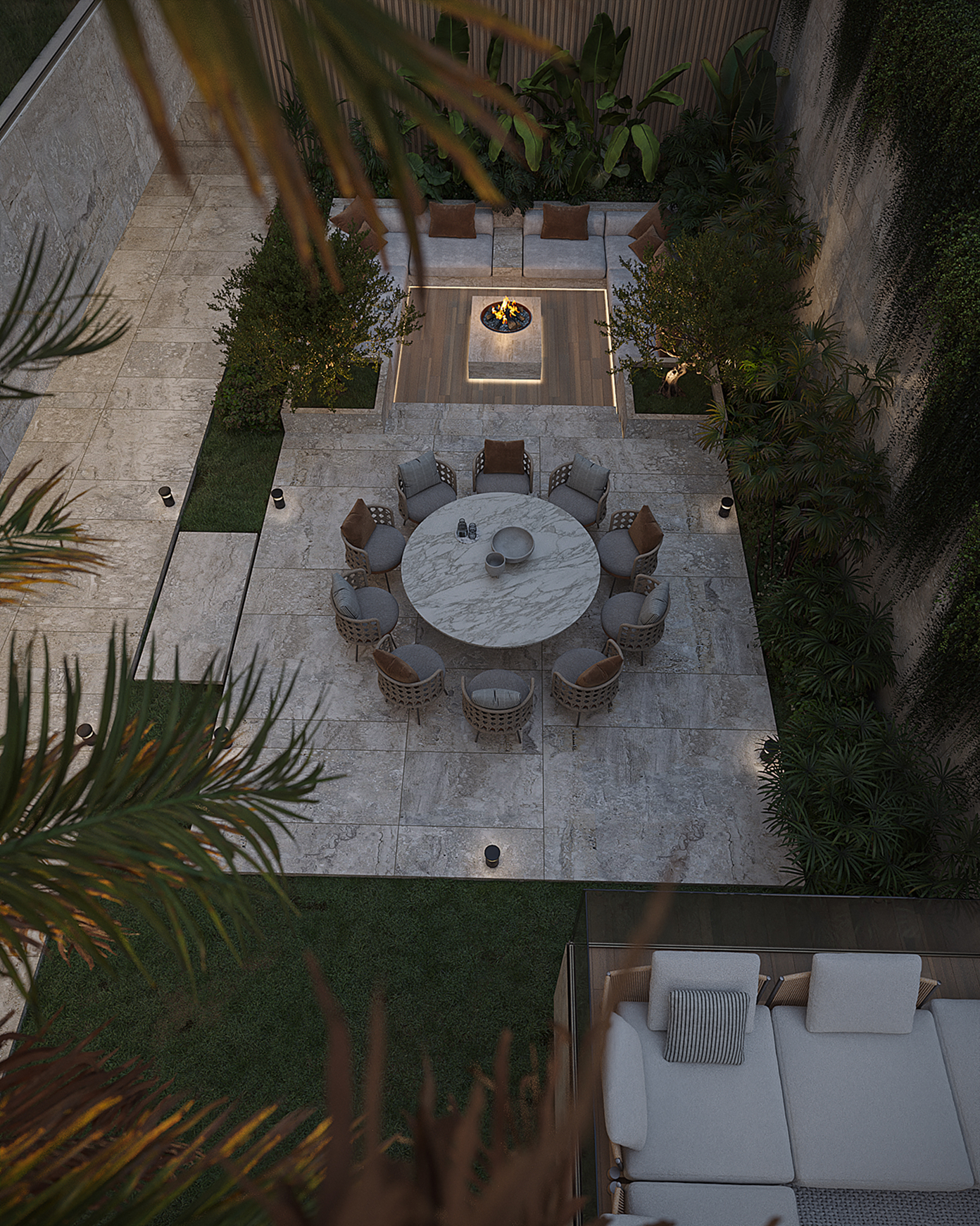 Oasis Spa exterior architectural visualization at night