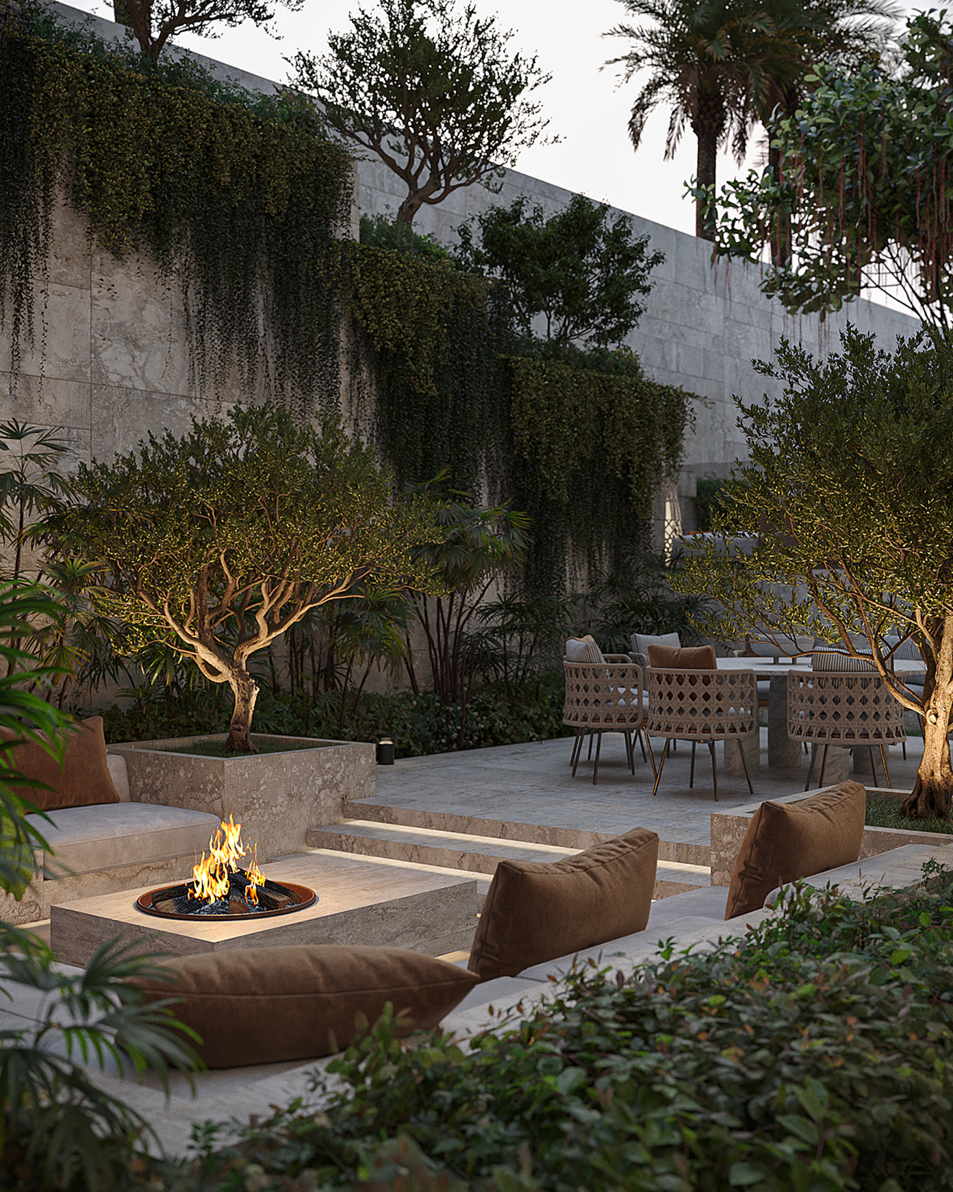 Oasis Spa exterior architectural visualization at night