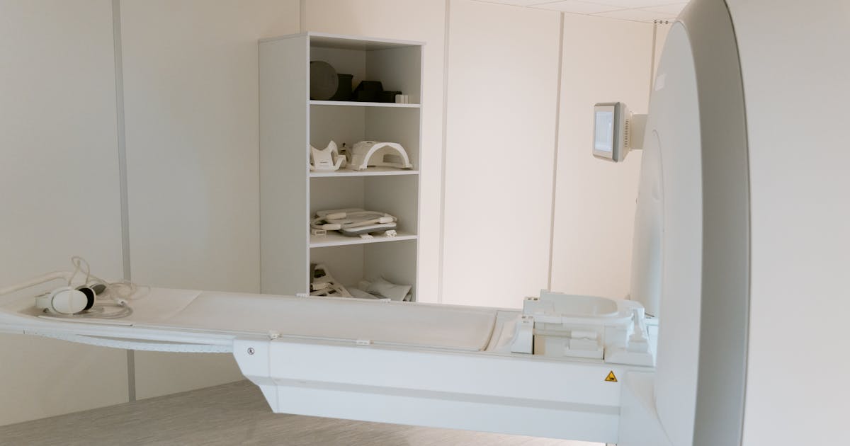 Modern CT scanning machine in a hospital imaging room