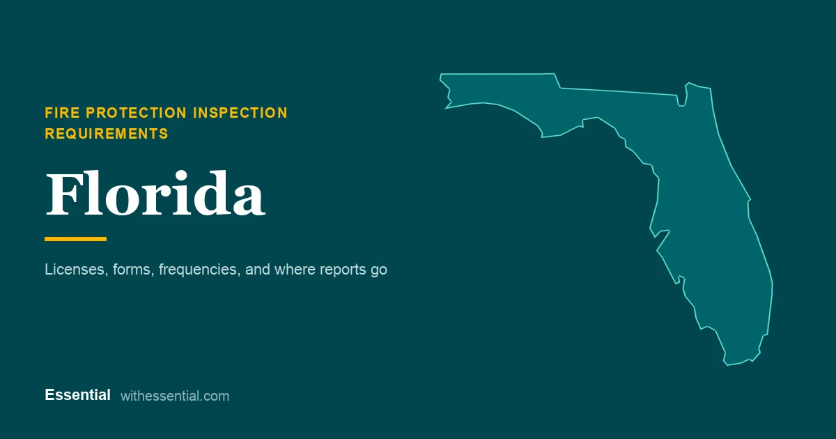 Outline map of Florida with the title Fire Protection Inspection Requirements