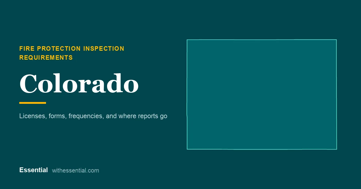 Outline map of Colorado with the title Fire Protection Inspection Requirements