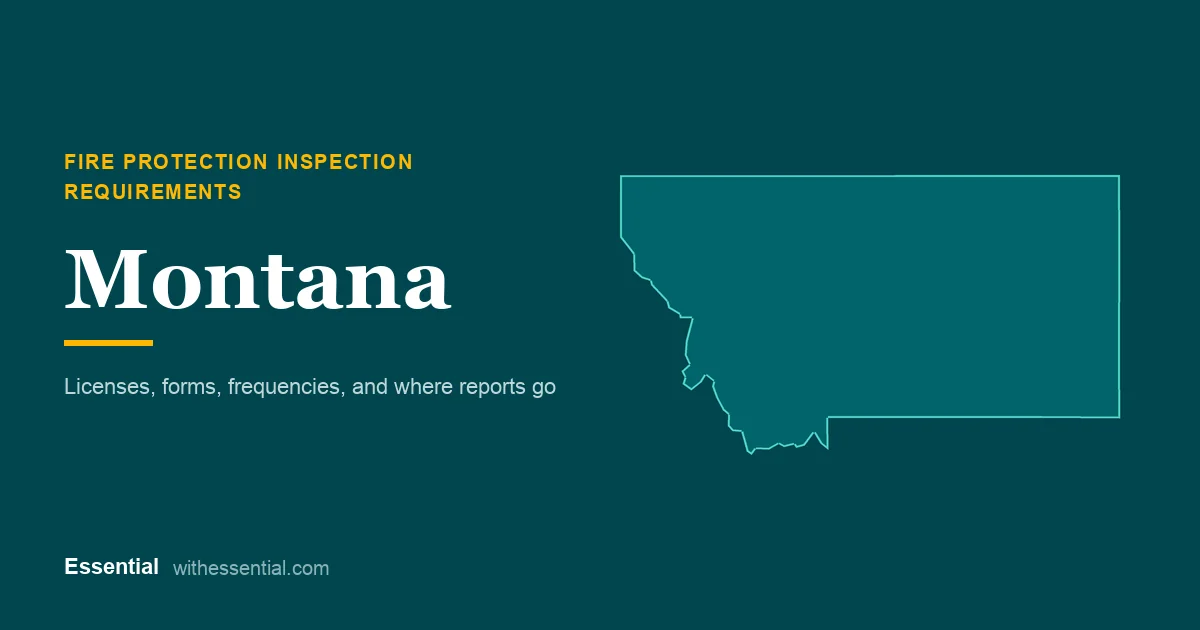 Outline map of Montana with the title Fire Protection Inspection Requirements