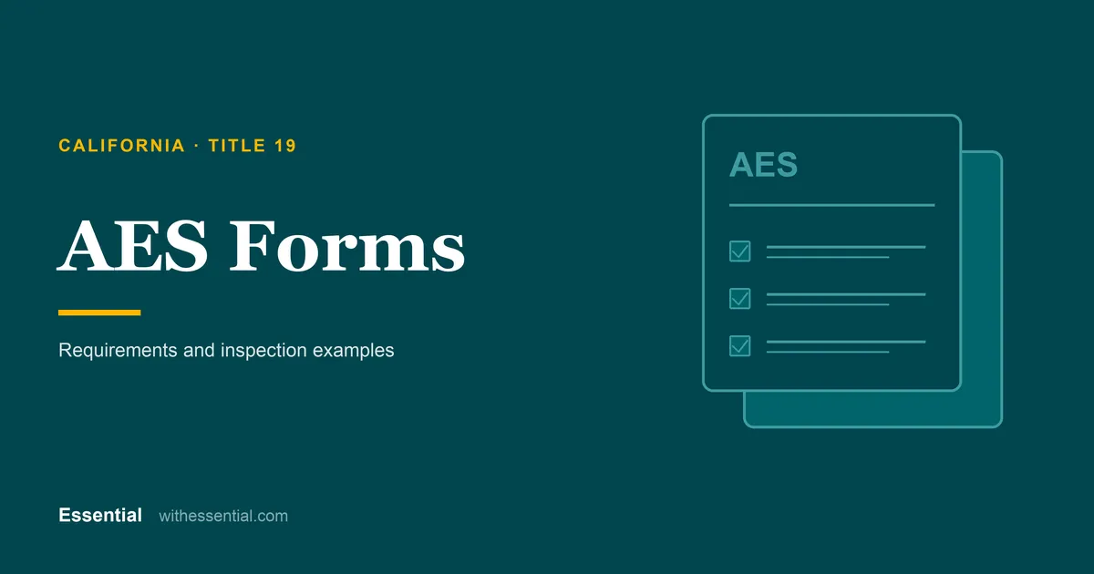 California Title 19 AES Forms: Requirements and inspection examples, with report checklist illustration