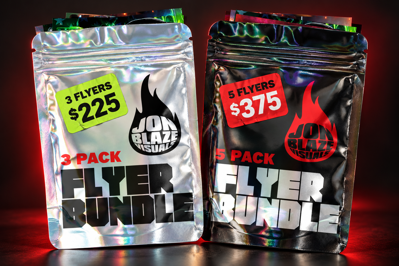 A coordinated collection of event flyer designs