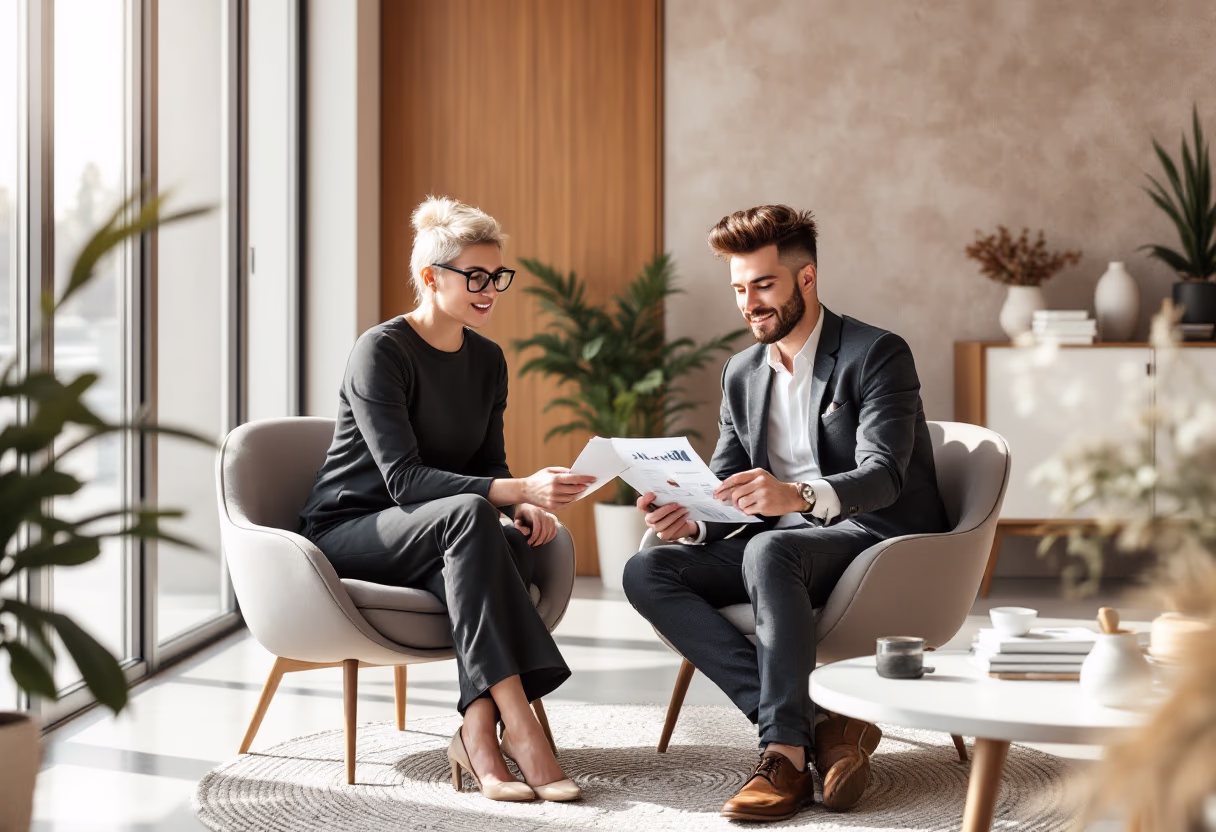 image of professional discussing a financial strategy with a client