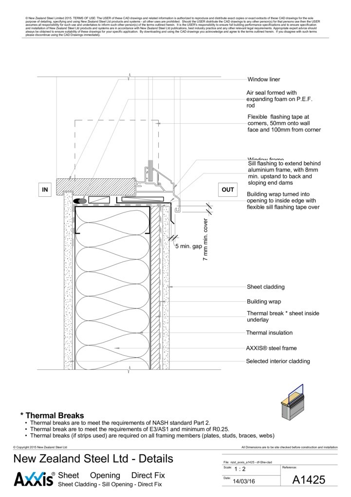 Sheet Cladding - Sill Opening - Direct Fix