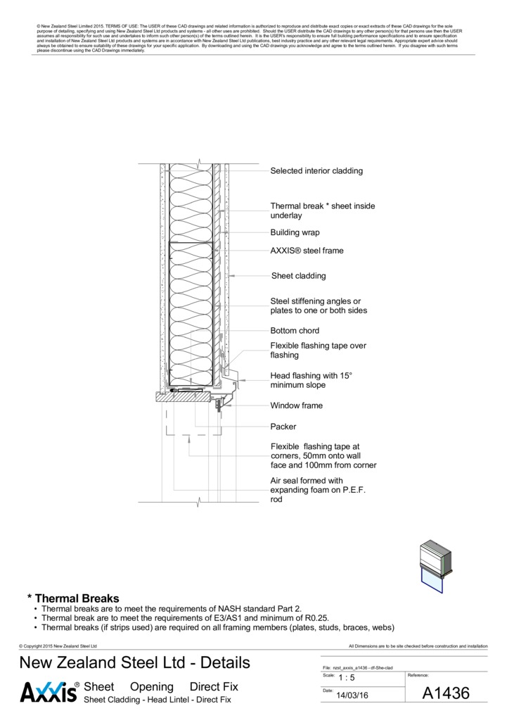 Sheet Cladding - Head Lintel - Direct Fix