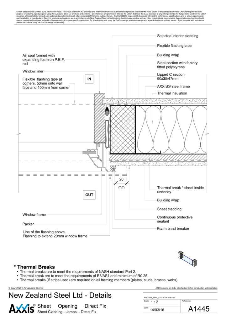 Sheet Cladding - Jambs - Direct Fix