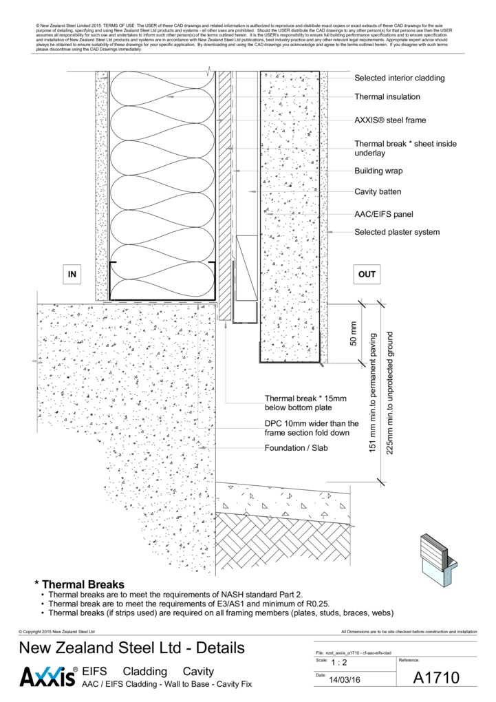 AAC / EIFS Cladding - Wall to Base - Cavity Fix