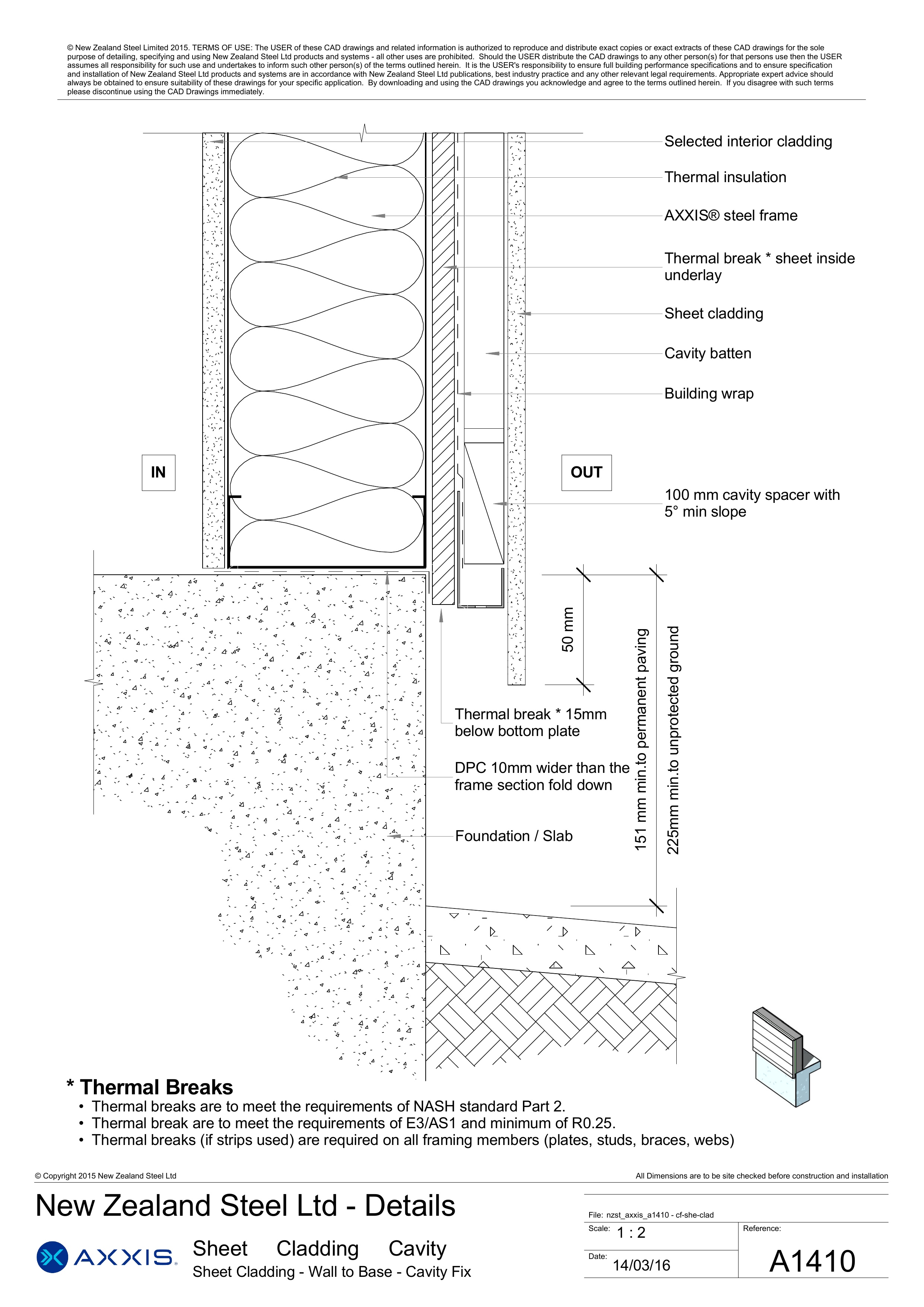 Sheet Cladding - Wall to Base - Cavity Fix