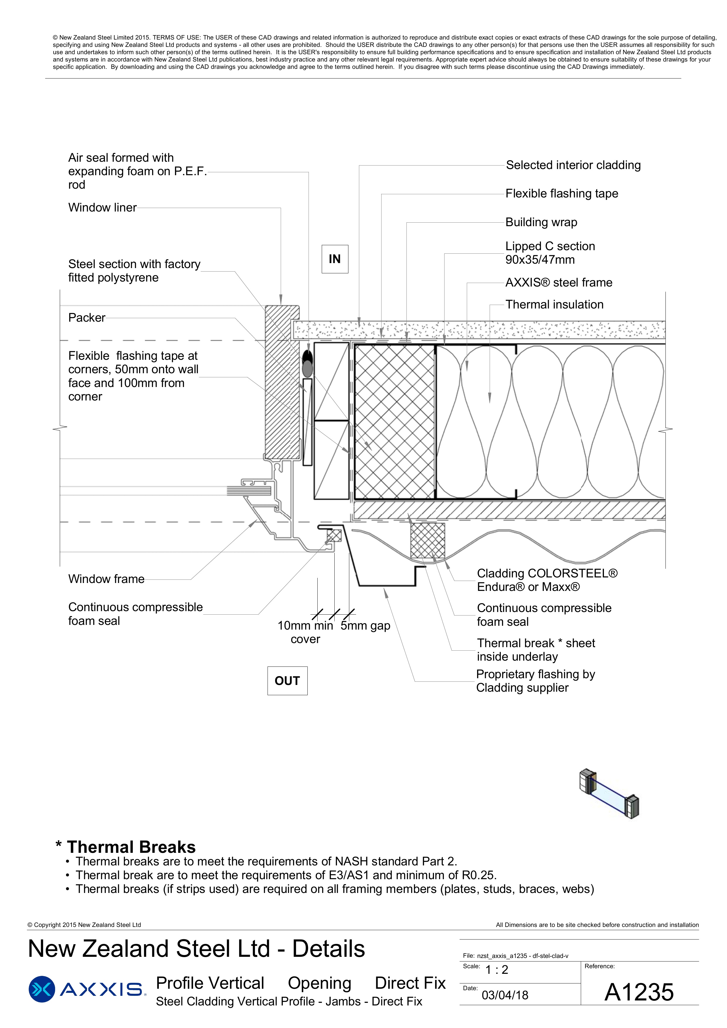 Steel Cladding Vertical Profile - Jambs - Direct Fix