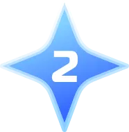 Blue four-pointed star icon with the number two in white at the center.