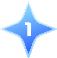 Blue four-point star shape with the number 1 in white at the center.