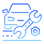 Icon of a car with a wrench symbol, representing car repair or maintenance.