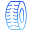 Blue tire icon with tread pattern details.