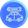 White icon of a delivery truck and airplane inside a blue circle, symbolizing shipping or logistics.