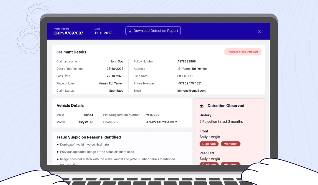 Claim detection report screen