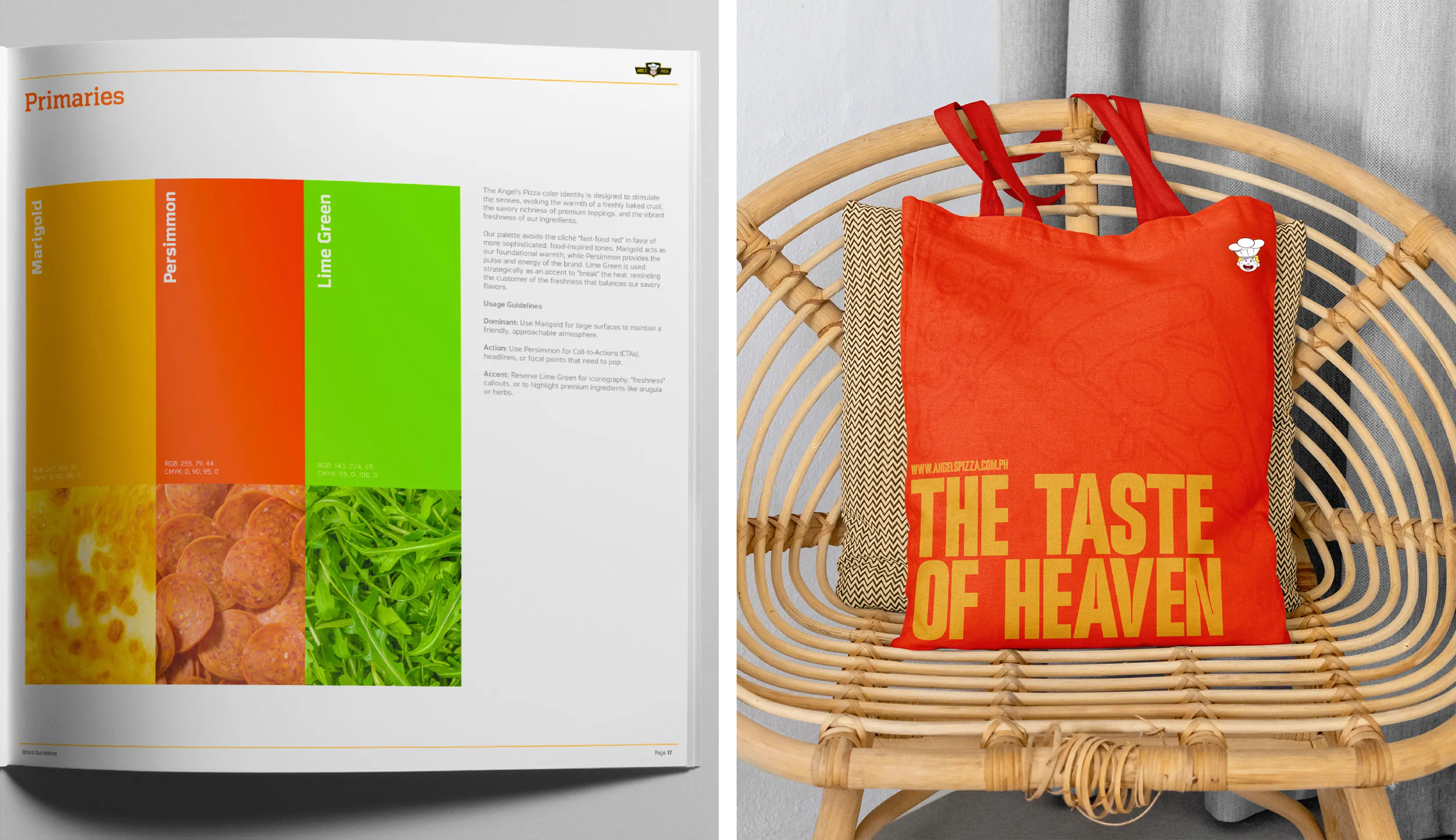 angels pizza totebag and guideliens