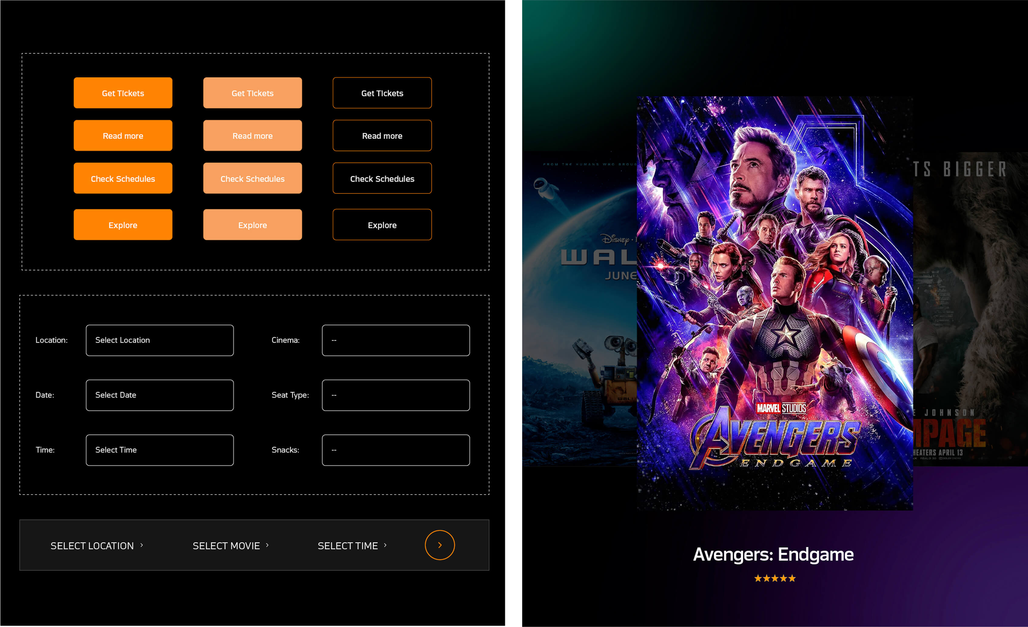 vista cinemas web section