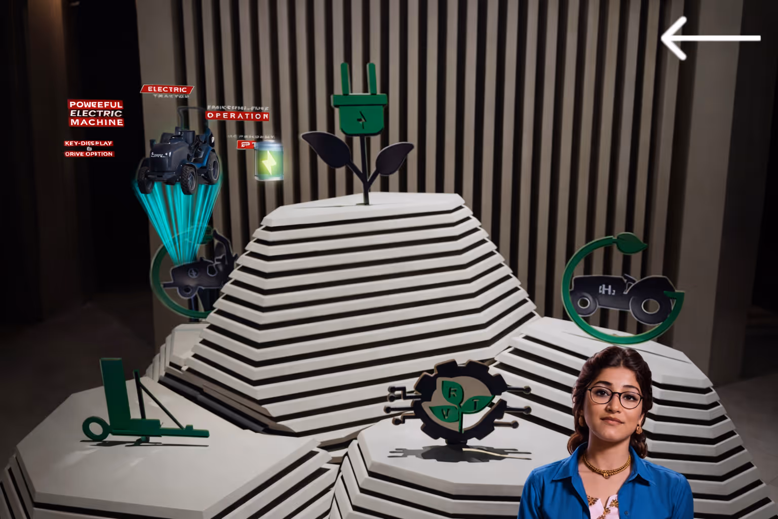 Interactive product floor at TAFE phygital showroom with physical and digital layers